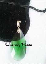 Кристален Медальон Фън Шуй за Пари цвят Изумруд Тип Капка 3 см